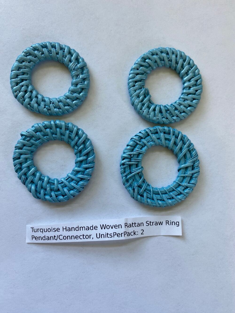 Handmade Woven Rattan Straw Ring Pendants Connectors